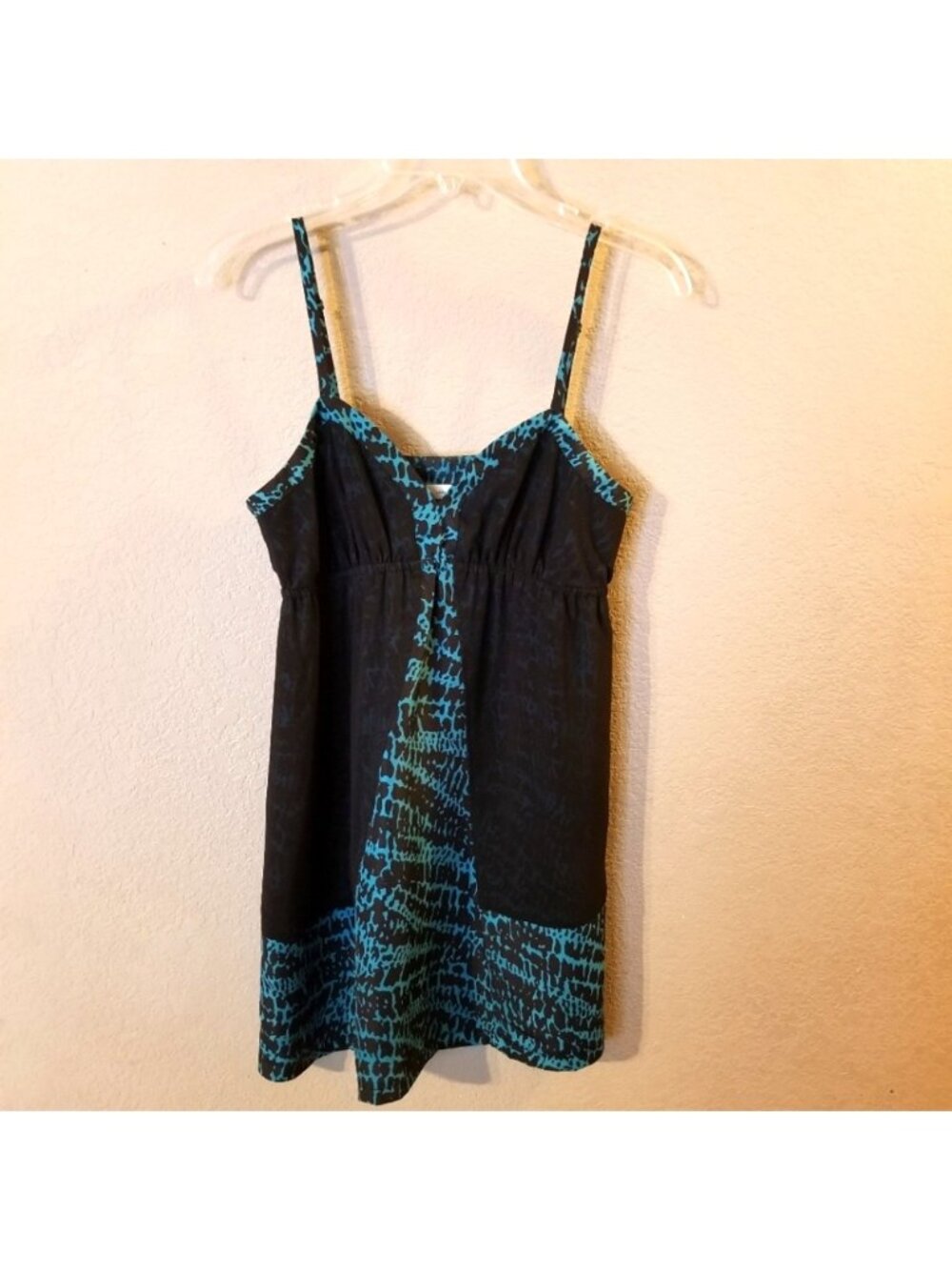 Silence + Noise Womens Black Sleeveless Dress Aqua/Black Animal Print Trim M